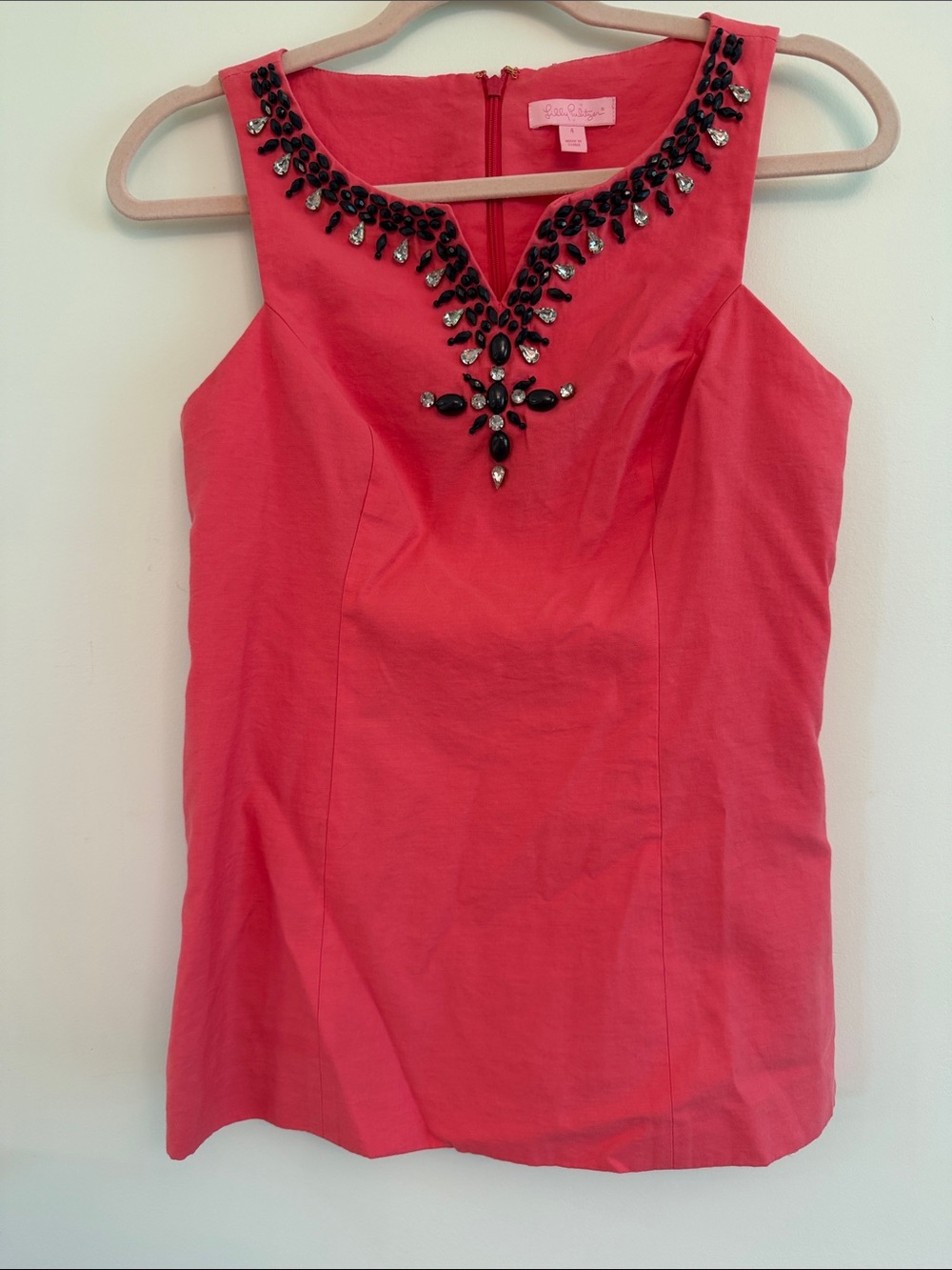 Lilly Pulitzer Coral Tank with Jeweled V-Neck